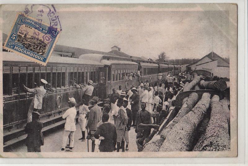 MOZAMBIQUE BEIRA ANIMATED TRAIN STATION ARRIVAL OF MAIL POSTAGE TRAIN TCV STAMP