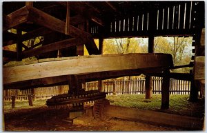 VINTAGE POSTCARD THE TREADMILL AND GEARS AT NEW SALEM STATE PARK ILLINOIS