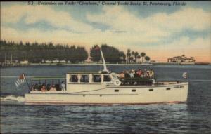 St. Petersburg FL Excursion Yacht Charlene Old Linen Postcard