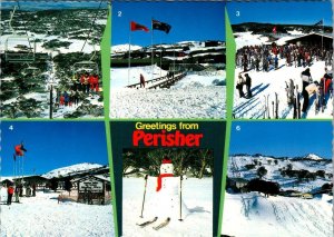 Australia  PERISHER VALLEY SKI RESORT  Skiers~Lift~Snowman~School  4X6 Postcard