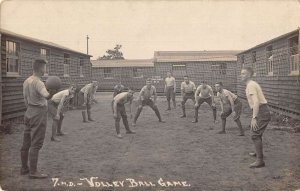 Military Base Volley Ball Game Real Photo Vintage Postcard AA23380