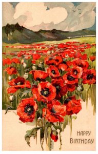 Birthday . Flowers. Mountain Scene