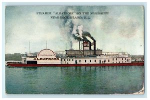 1912 Steamer Albatross in Mississippi Near Rock Island Illinois IL Postcard
