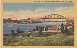 Cape Cod Canal and Bourne Bridge - Massachusetts - pm 1954 - Linen