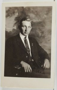 Sioux Falls SD Attractive Man with Beautiful Piercing Eyes rppc Postcard Q8