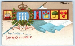 Un Saluto dalla Repubblica di SAN MARINO Heraldic Postcard