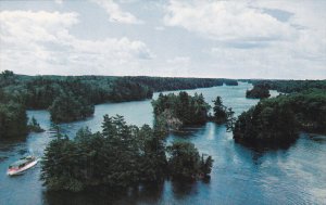 The Thousand Islands, Boat, Trees, Thousand Islands, Ontario, Canada, 40´s-6...