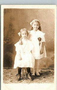 Vintage Photo RPPC Postcard Children Portrait Names on Back Divided Back UNUSED