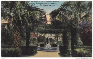 Fountain In Hotel Alcazar Grounds, Ponce De Leon In Distance, St. Augustine, ...