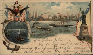 New York City 1890s Private Mailing Card Multi View Postcard Used 1900