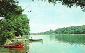 Vintage Postcard Beautiful Lake For Fishing Water Sports Lincoln Park Michigan