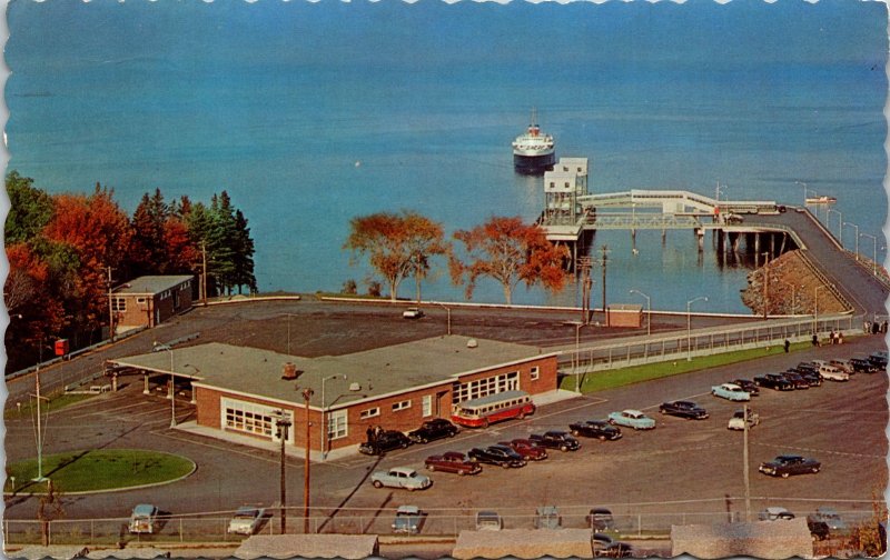 Yarmouth Nova Scotia Line Bar Harbor Maine Aerial Chrome Cancel WOB Postcard