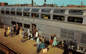 HI-LEVEL DOME CAR Of EL CAPITAN TRAIN  Boarding At Railroad Station  Postcard