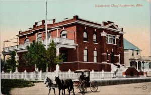 Edmonton Club Edmonton Alberta Horse Carriage AB Alta Postcard H59