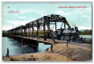 Santa Fe Nebraska Postcard Overland Limited Going East Trains Locomotive c1910