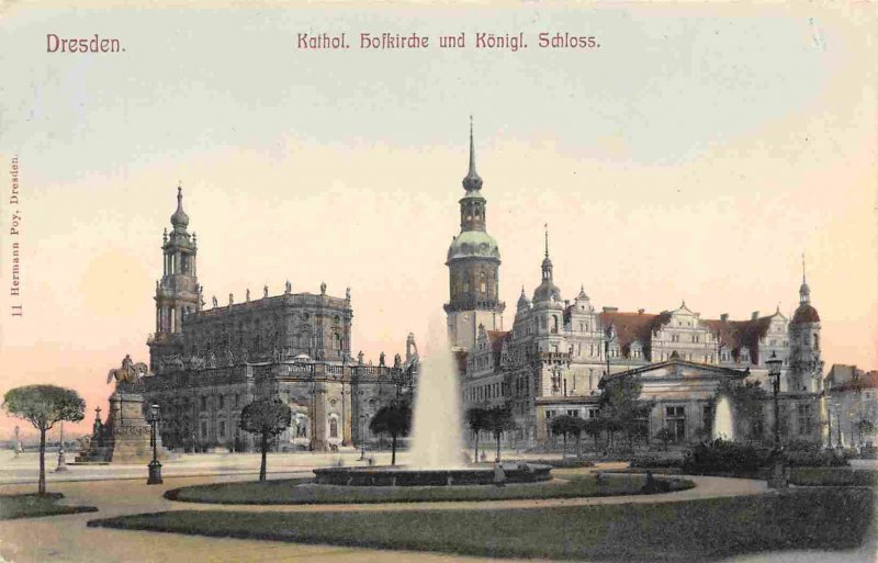 Katholic Hofkirche Church Schloss Castle Dresden Germany 1910c postcard