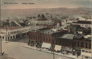 Dallas Oregon OR Bird's Eye View Hand Colored Albertype c1910 Postcard