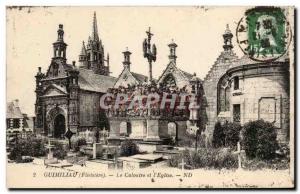 Old Postcard Guimiliau Calvary and & # 39eglise