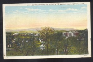 FAYETTEVILLE ARKAAANSAS CITY HOSPITAL BIRDSEYE VIEW VINTAGE POSTCARD