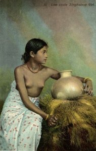 ceylon, Beautiful Nude Singhalese Woman of Low Caste, Pottery (1910s) Postcard