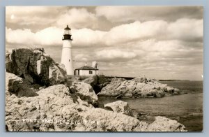 PORTLAND HEAD LIGHT HOUSE ME VINTAGE REAL PHOTO POSTCARD RPPC