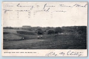 Des Moines Iowa IA Postcard Waveland Park Golf Links Scenic View 1906 Antique