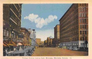 Portage Avenue Looking East Winnipeg Manitoba Canada 1940s postcard