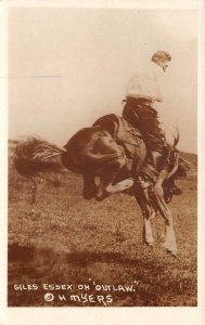 Giles Essex on Outlaw Cowboy Rodeo Scene Real Photo Vintage Postcard AA79728