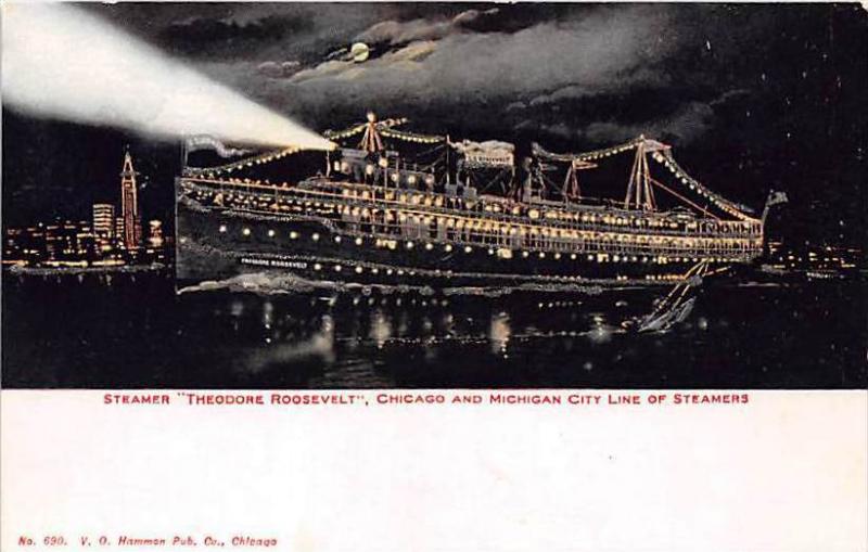 S.S. Theodore Roosevelt   Lighted at Night