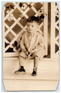 c1930's Little Boy Bobby Bowman Hoffman Studio Hanover PA RPPC Photo Postcard