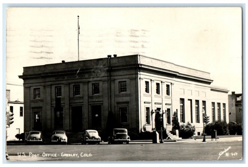 1950 US Post Office Building Greeley Colorado CO Sanborn RPPC Photo Postcard