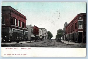 1908 Wisconsin Street Scene Town Dirt Carriage Road Kenosha Wisconsin Postcard