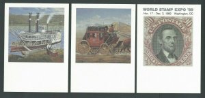 Early & Modern Future Mail Transportation Set Of 9 Cards From 1989 Show Has----