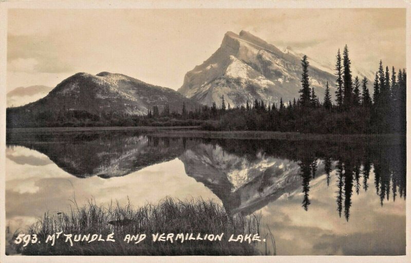 MT RUNDLE & VERMILLION LAKE~BANFF ALBERTA CANADA~HARMON PHOTO POSTCARD