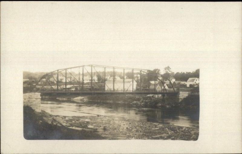 Iron Bridge - Livermore Falls Written on Back c1910 Real Photo Postcard