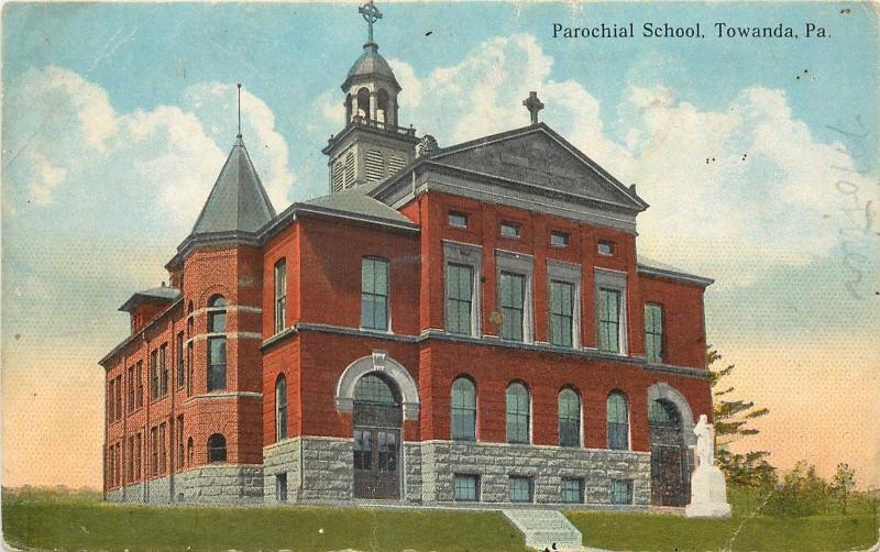 1907-1915 Postcard; Parochial School, Towanda PA Bradford County Unposted