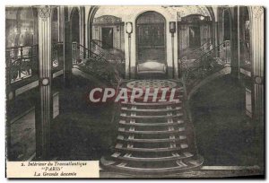 Old Postcard Boat Ship Interior of the Paris Transatlantic The great descent