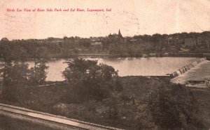Birdseye View Riverside Park Eel River Longansport Indiana Antique Postcard 1907
