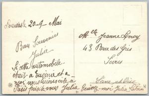 MULTIPLE BABIES DRIVING AUTOMOBILE ANTIQUE POSTCARD