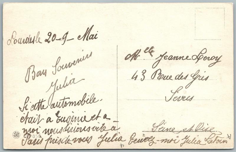 MULTIPLE BABIES DRIVING AUTOMOBILE ANTIQUE POSTCARD