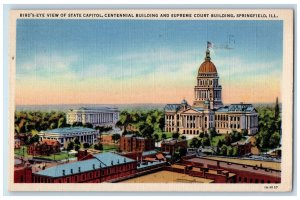 1948 Aerial View of State Capitol, Centennial Building Springfield IL Postcard