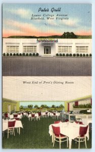 BLUEFIELD, WV West Virginia ~ Roadside PETE'S GRILL c1940s Linen Postcard