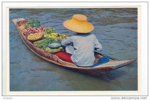 Thailand, 60-70s   Vegetable selling boat, Floating Market, Bangkok