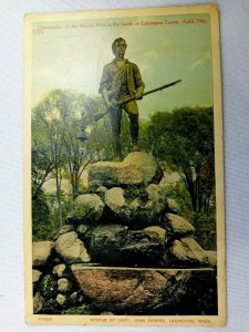 Vintage Postcard 1910 Statue of Capt John Parker Battle of Lexington MA
