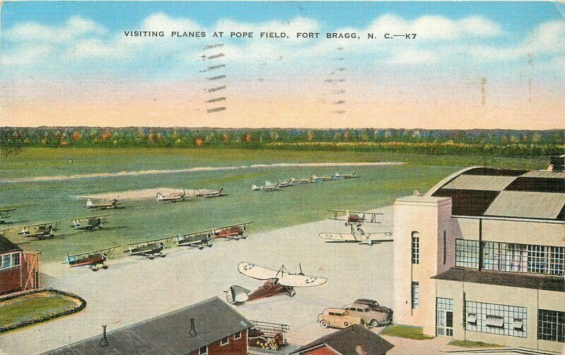 Fort Bragg Planes Pope Field North Carolina Kropp Linen 1942 Postcard 20-6728