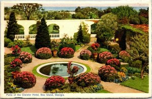 Vtg Sea Island Georgia GA Patio of the Cloister Hotel Garden Pond 1940s Postcard