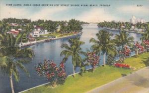 Florida Miami Beach View Along Indian Creek Showing 21st Street Bridge 1942