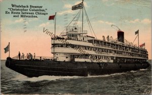 Whaleback Steamer Christopher Columbus En Route Postcard PC268