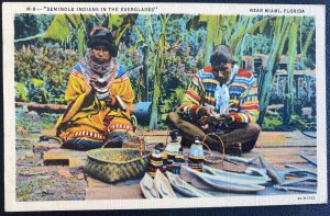 1941 Miami FL USA Picture Postcard Cover Native American Seminole Indian Evergla