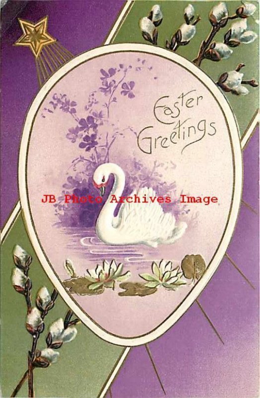 Easter, Langsdorf No SLC01-2, Goose Facing Left & Pussy Willows, Purple 